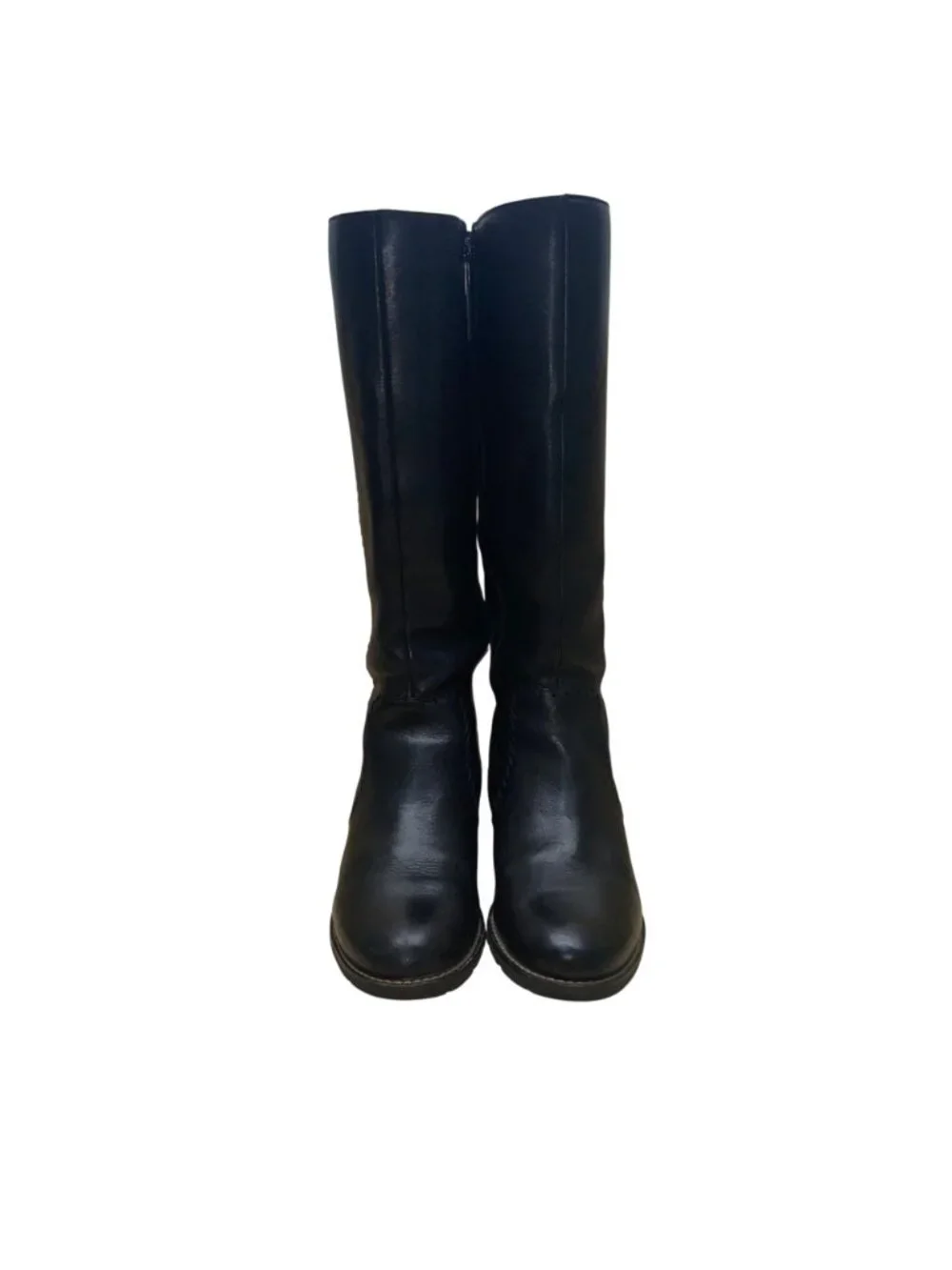 Sofft Women’s Black Leather Stitched Detailing Zip-Up Knee High Boots Size 7.5M
